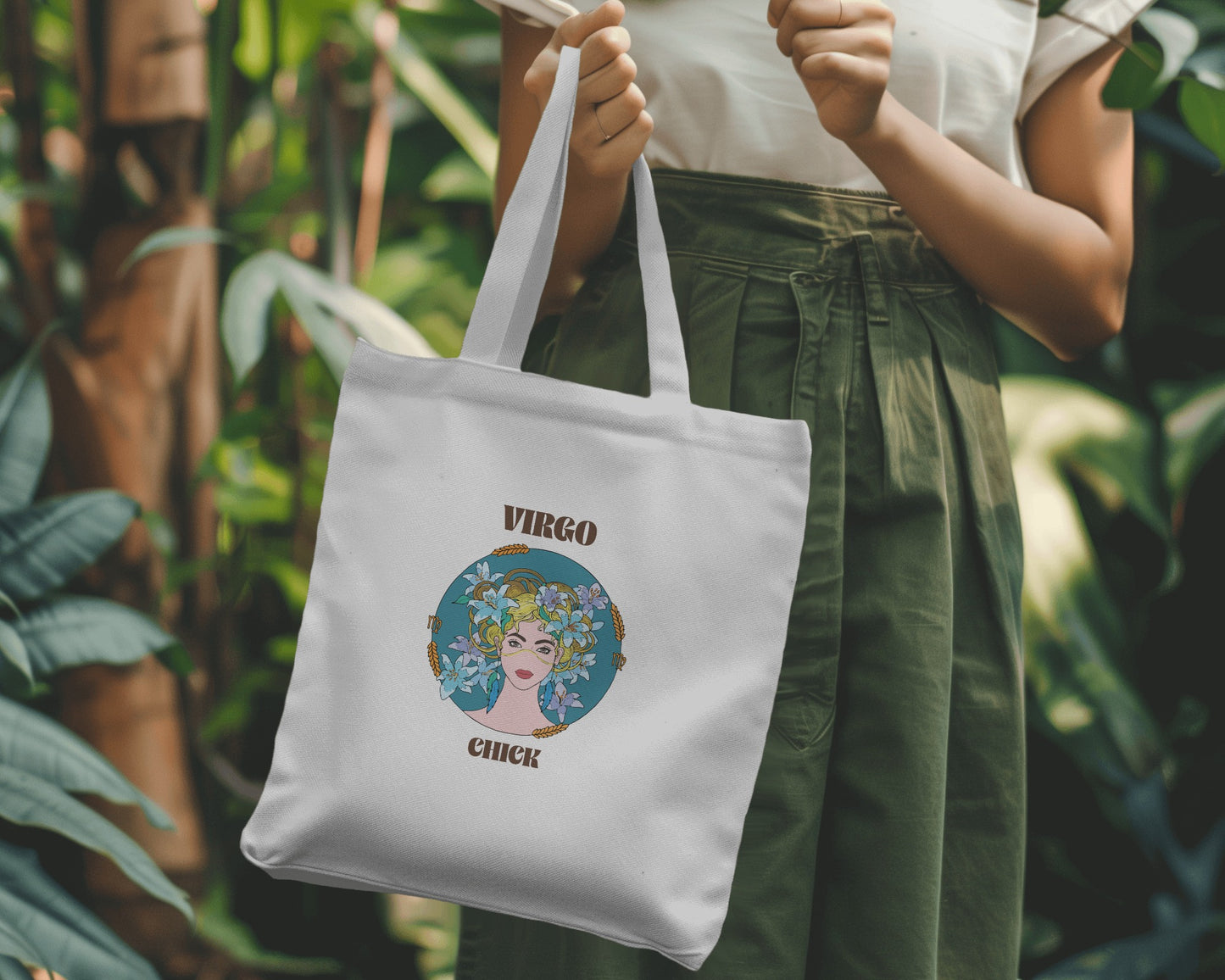 Virgo Chick Zipper Tote Bag