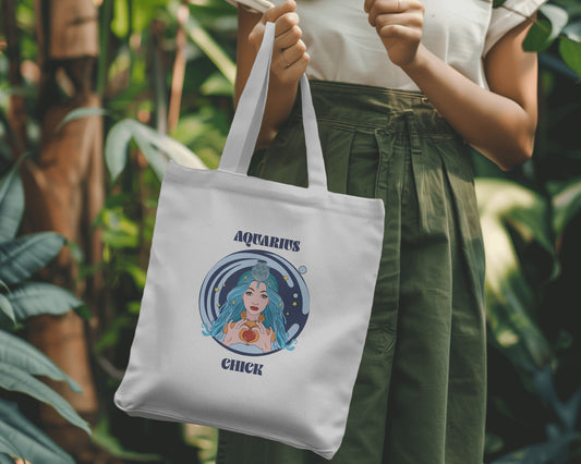 Aquarius Chick Zipper Tote Bag